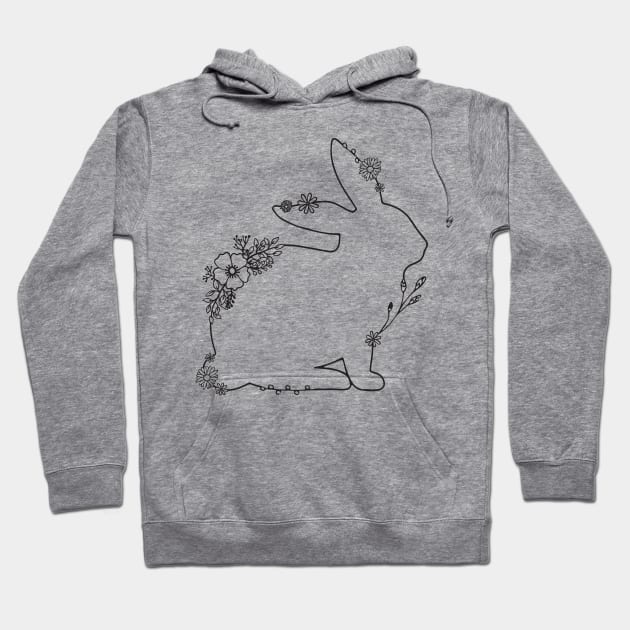 Floral Rabbit Drawing Hoodie by aterkaderk